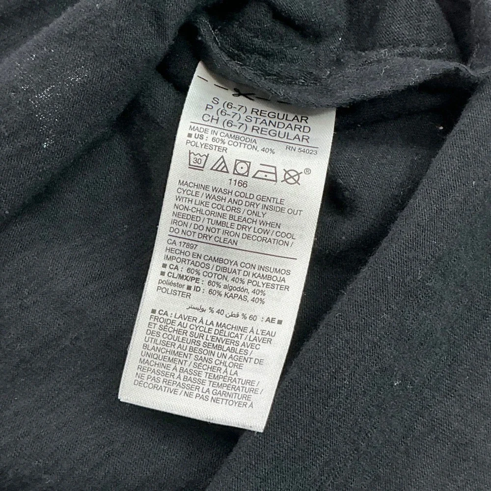Old Navy Black Arrow Graphic Tee Kids Size S 6-7 Long Sleeve Tulip Hem Top